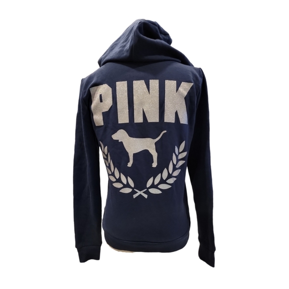 NWOT VS PINK Everyday Lounge Perfect Full Zip Hoodie XS Blue - Picture 3 of 4